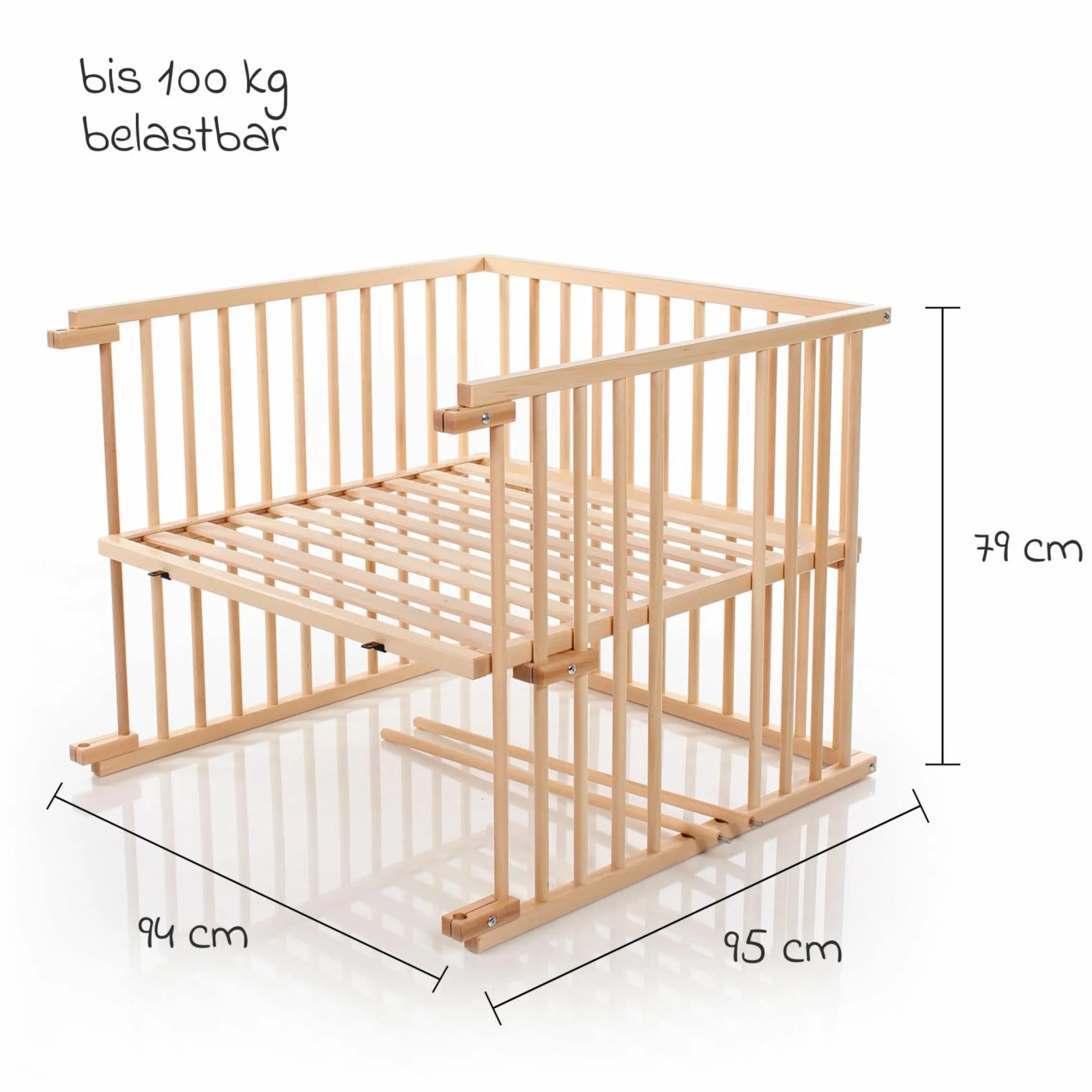 Kinderbettumbausatz für Beistellbett Maxi und Boxspring - Natur lackiert