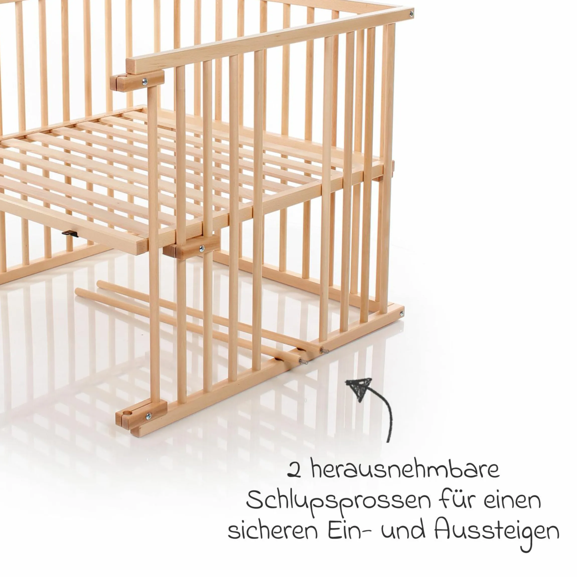 Kinderbettumbausatz für Beistellbett Original - Natur lackiert