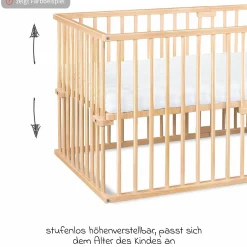 Kinderbettumbausatz für Beistellbett Original - Natur unbehandelt