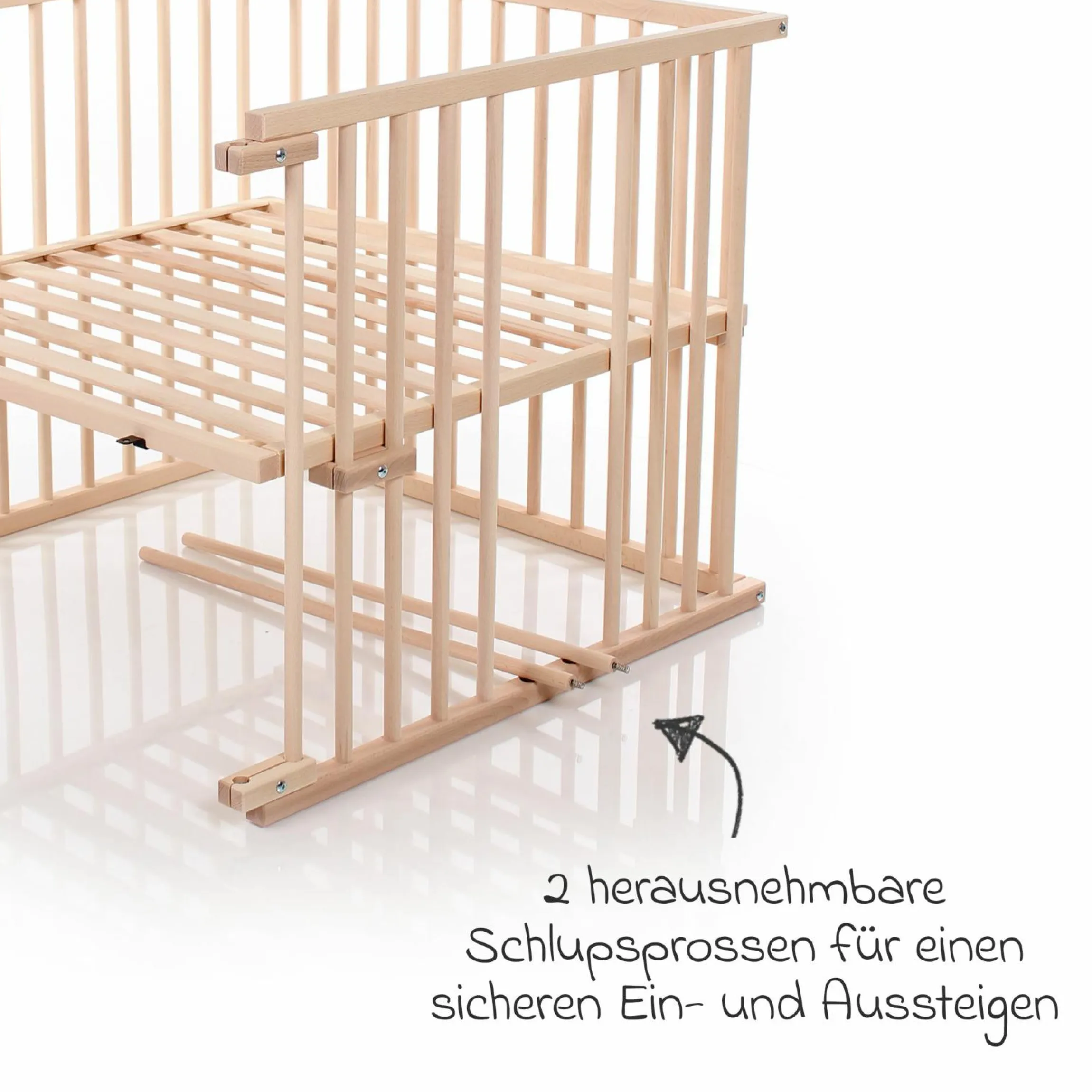 Kinderbettumbausatz für Beistellbett Original - Natur unbehandelt