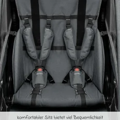 Kinderfahrradanhänger & Buggy QUPA 2 für 2 Kinder mit Kupplung, Blattfeder-Dämpfsystem (bis 60 kg) - Lime