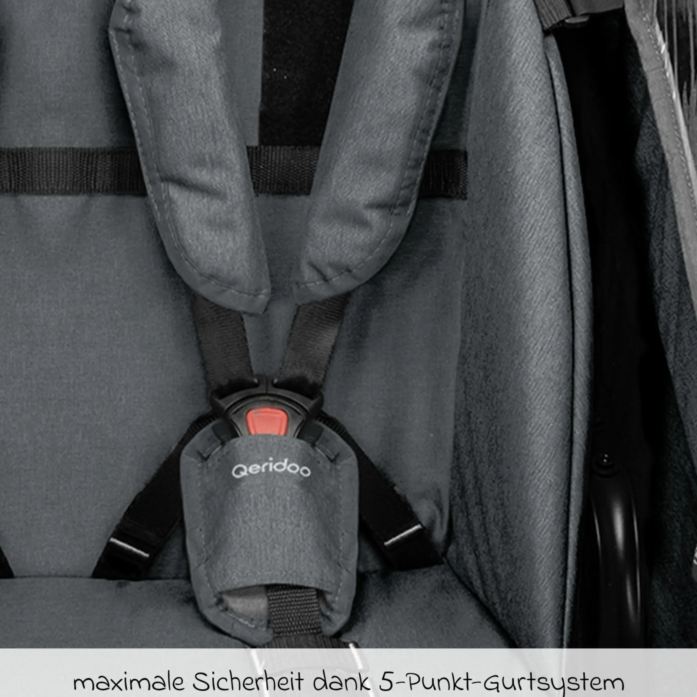 Kinderfahrradanhänger & Buggy QUPA 2 für 2 Kinder (bis 60 kg) mit Kupplung, Blattfeder-Dämpfsystem - Grey