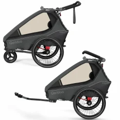 Kinderfahrradanhänger & Buggy Kidgoo 1 für 1 Kind (bis 50 kg) mit Kupplung, Dämpfsystem, XL-Kofferraum - Steel Grey