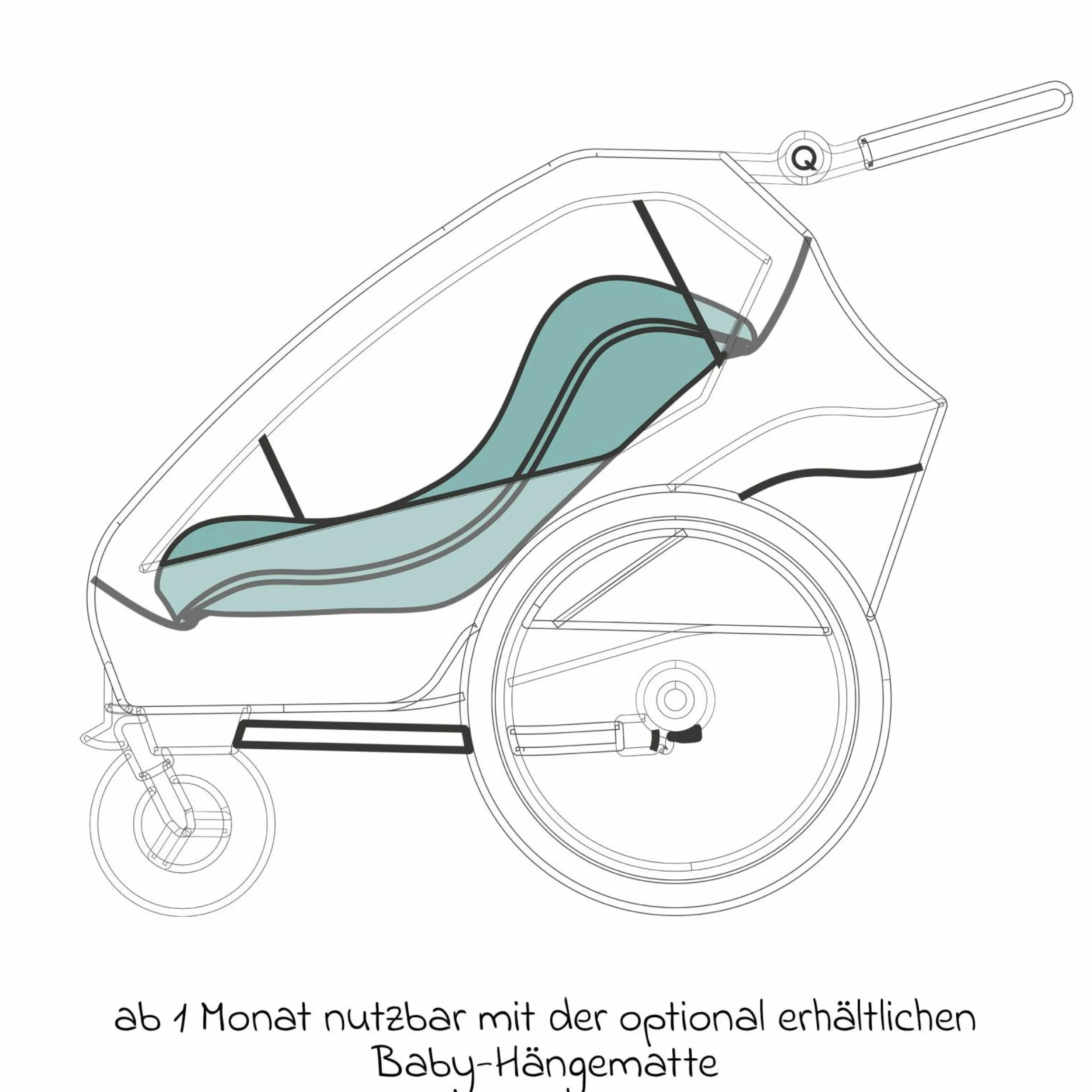 Kinderfahrradanhänger & Buggy Kidgoo 1 für 1 Kind (bis 50 kg) mit Kupplung, Dämpfsystem, XL-Kofferraum - Steel Grey