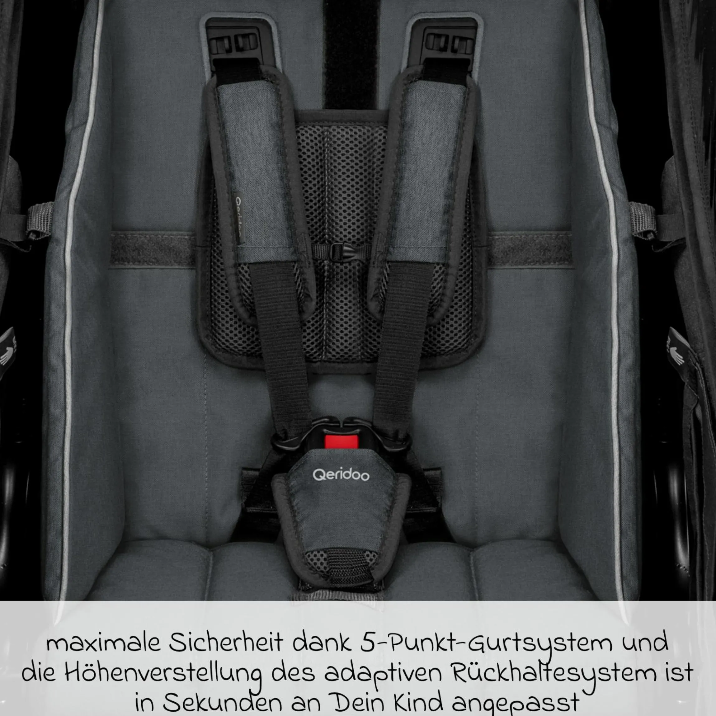 Kinderfahrradanhänger & Buggy Kidgoo 1 für 1 Kind (bis 50 kg) mit Kupplung, Dämpfsystem, XL-Kofferraum - Steel Grey