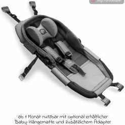 Kinderfahrradanhänger & Buggy Qupa 1 Plus für 1 Kind (bis 50 kg) mit Kupplung, Blattfeder-Dämpfsystem, 3in1 Verdeck - Mineral Blue