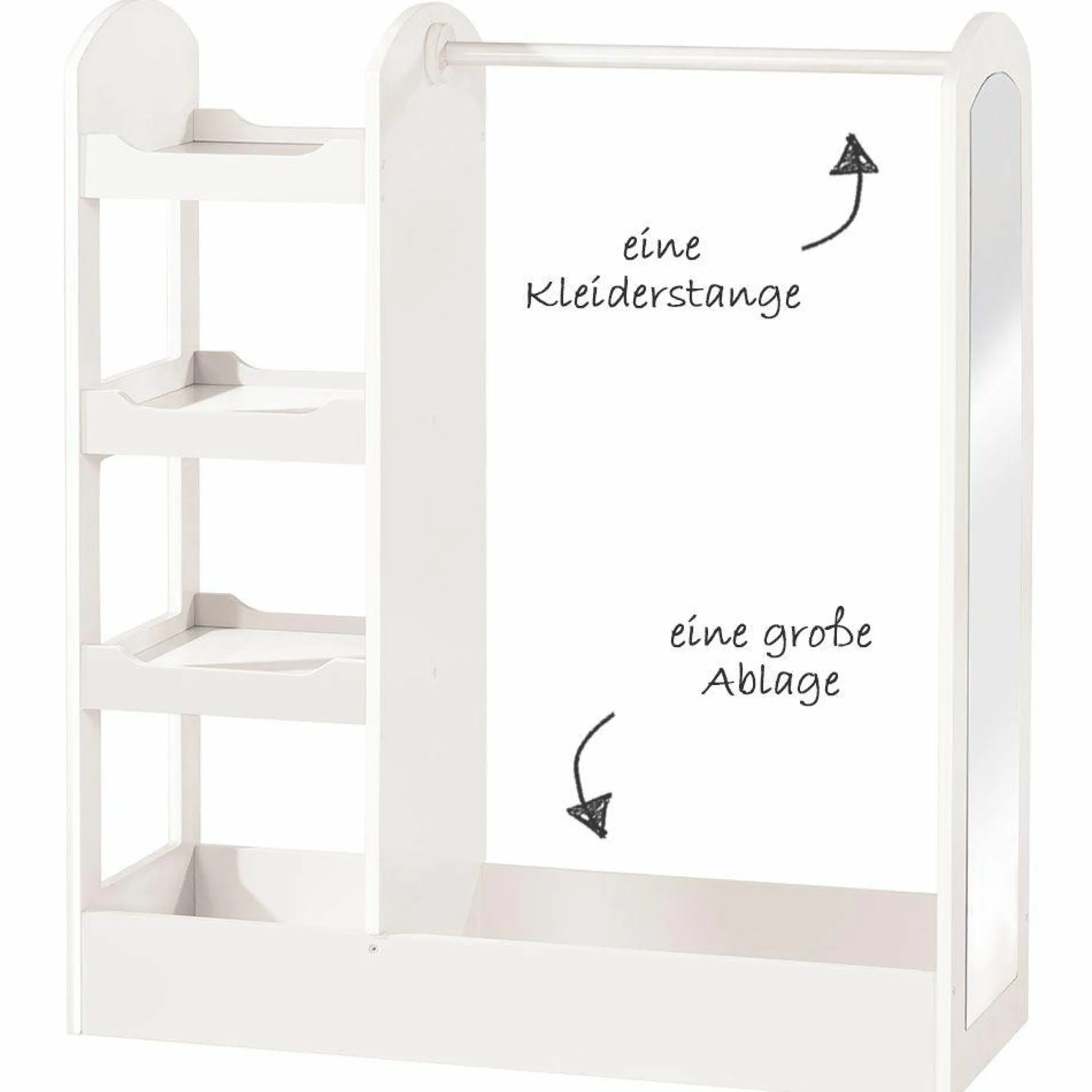 Kindergarderobe mit Regalabteil und Spiegel