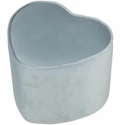 Kinderhocker in Herzform gepolster, mit Samtstoff bezogen - Lil Sofa - Hellblau Sky