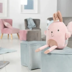 Kinderhocker in Herzform gepolster, mit Samtstoff bezogen - Lil Sofa - Hellblau Sky