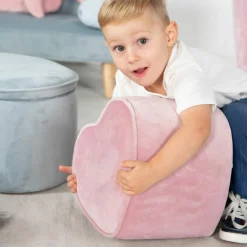 Kinderhocker in Herzform gepolster, mit Samtstoff bezogen - Lil Sofa - Rosa Mauve