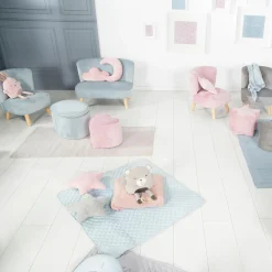 Kinderhocker in Herzform gepolster, mit Samtstoff bezogen - Lil Sofa - Rosa Mauve