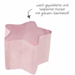 Kinderhocker in Sternform gepolster, mit Samtstoff bezogen - Lil Sofa - Rosa Mauve