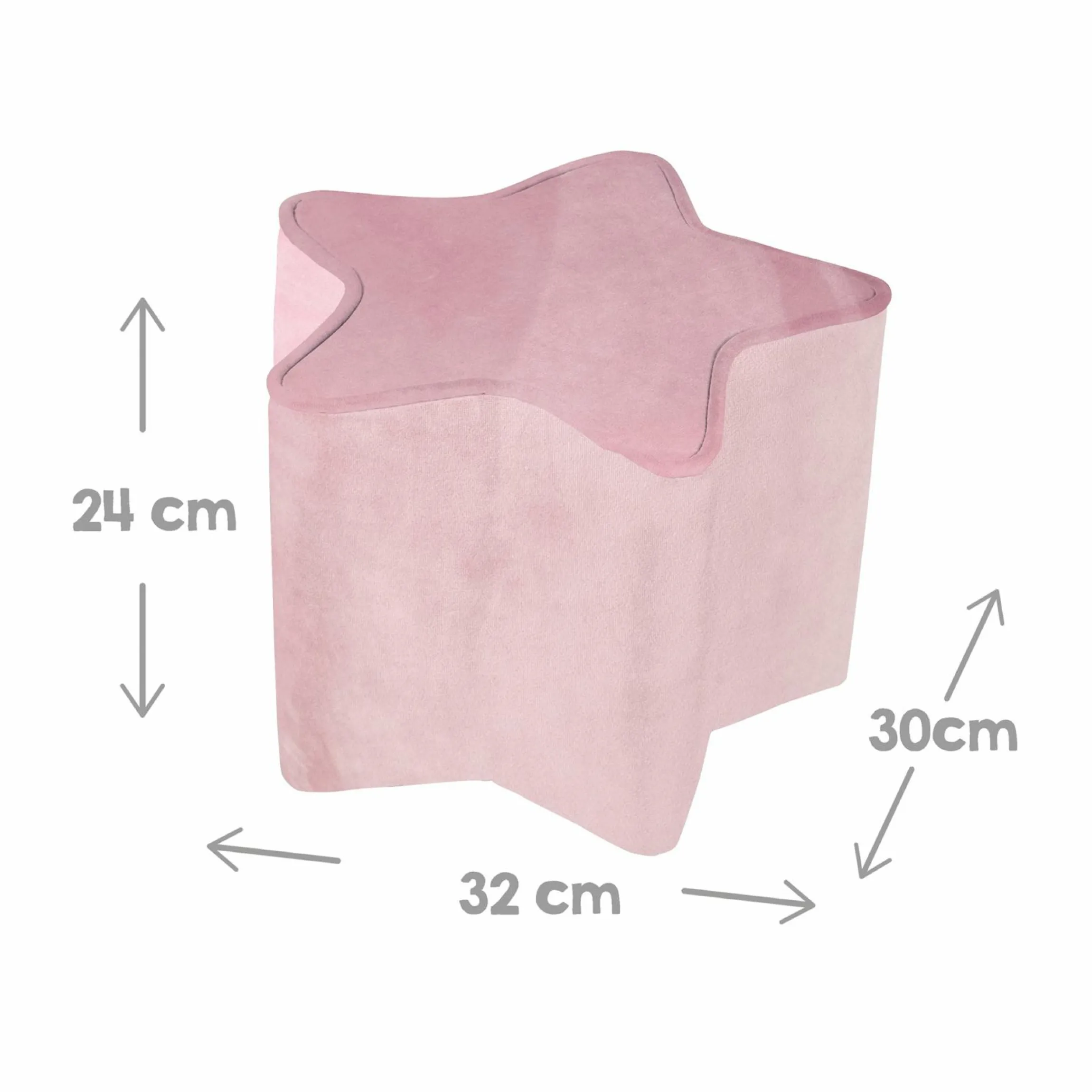 Kinderhocker in Sternform gepolster, mit Samtstoff bezogen - Lil Sofa - Rosa Mauve