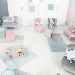 Kinderhocker in Sternform gepolster, mit Samtstoff bezogen - Lil Sofa - Rosa Mauve