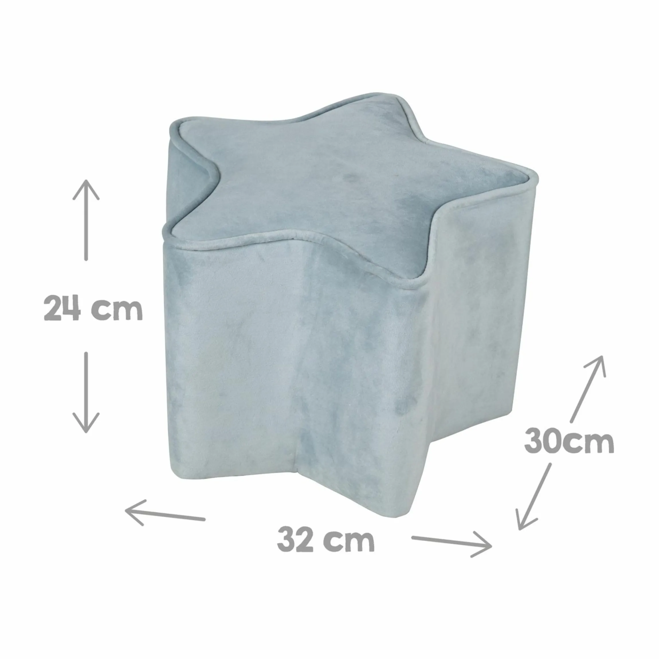 Kinderhocker in Sternform gepolster, mit Samtstoff bezogen - Lil Sofa - Hellblau Sky
