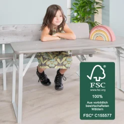 Kinderparty-Sitzgarnitur Outdoor mit 2 Bänke mit Lehne & 1 Tisch - Grau