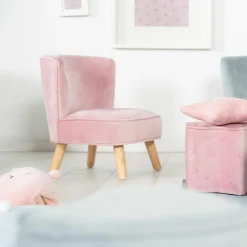 Kindersessel gepolster, mit Samtstoff bezogen - Lil Sofa - Rosa Mauve