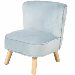 Kindersessel gepolster, mit Samtstoff bezogen - Lil Sofa - Hellblau Sky
