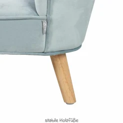 Kindersessel gepolster, mit Samtstoff bezogen - Lil Sofa - Hellblau Sky