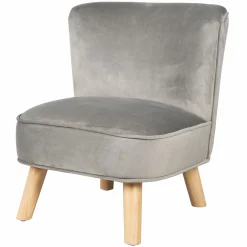 Kindersessel gepolster, mit Samtstoff bezogen - Lil Sofa - Silbergrau