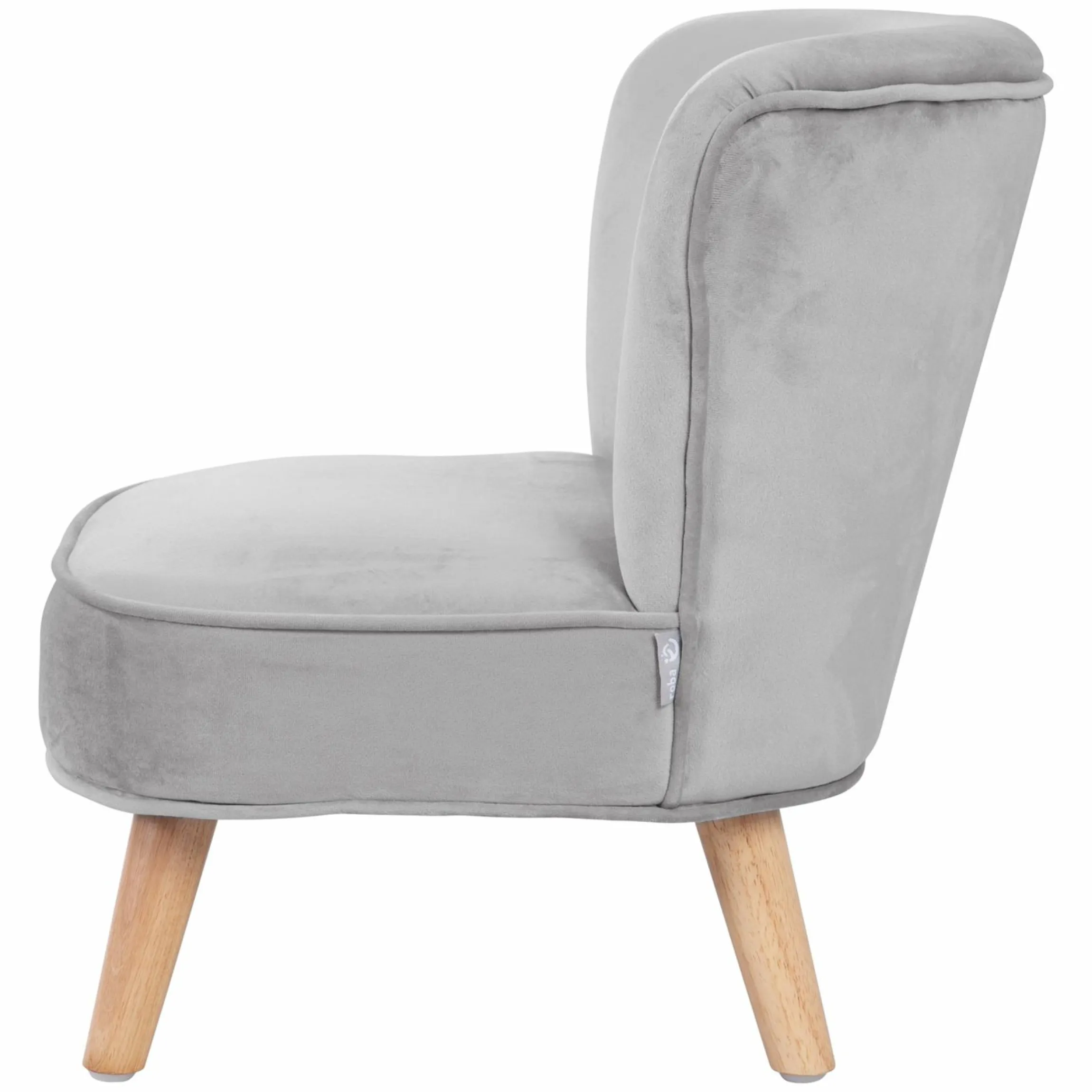 Kindersessel gepolster, mit Samtstoff bezogen - Lil Sofa - Silbergrau
