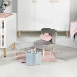 Kindersessel gepolster, mit Samtstoff bezogen - Lil Sofa - Silbergrau