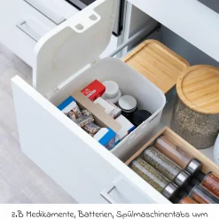 Kindersichere Aufbewahrungsbox SafeContainer für Wasch- und Spülmitteltabs und viel mehr - Weiß