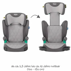 Kindersitz Affix i-Size R129 ab 3,5 Jahre - 12 Jahre (100 cm - 150 cm) nur 4,2 kg schwer mit Isofix & Getränkehalter - Iron - Kollektion 2025