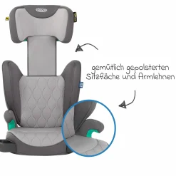 Kindersitz Affix i-Size R129 ab 3,5 Jahre - 12 Jahre (100 cm - 150 cm) nur 4,2 kg schwer mit Isofix & Getränkehalter - Iron - Kollektion 2025