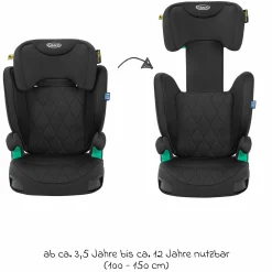 Kindersitz Affix i-Size R129 ab 3,5 Jahre - 12 Jahre (100 cm - 150 cm) nur 4,2 kg schwer mit Isofix & Getränkehalter - Midnight - Kollektion 2025