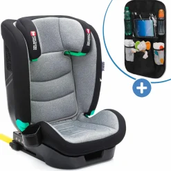 Kindersitz Elli Pro i-Size ab 3 Jahre - 12 Jahre (100 cm - 150 cm) mit Isofix & Getränkehalter inkl. Auto-Sitztasche - Grau