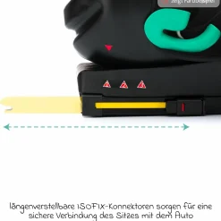 Kindersitz Elli Pro i-Size ab 3 Jahre - 12 Jahre (100 cm - 150 cm) mit Isofix & Getränkehalter inkl. Auto-Sitztasche - Schwarz