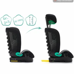 Kindersitz Elli Pro i-Size ab 3 Jahre - 12 Jahre (100 cm - 150 cm) mit Isofix & Getränkehalter - Grau