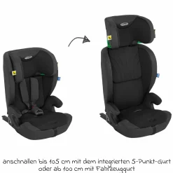 Kindersitz Energi i-Size R129 ab 15 Monate bis 12 Jahre (76 cm - 150 cm) mit Isofix & Top Tether - Midnight