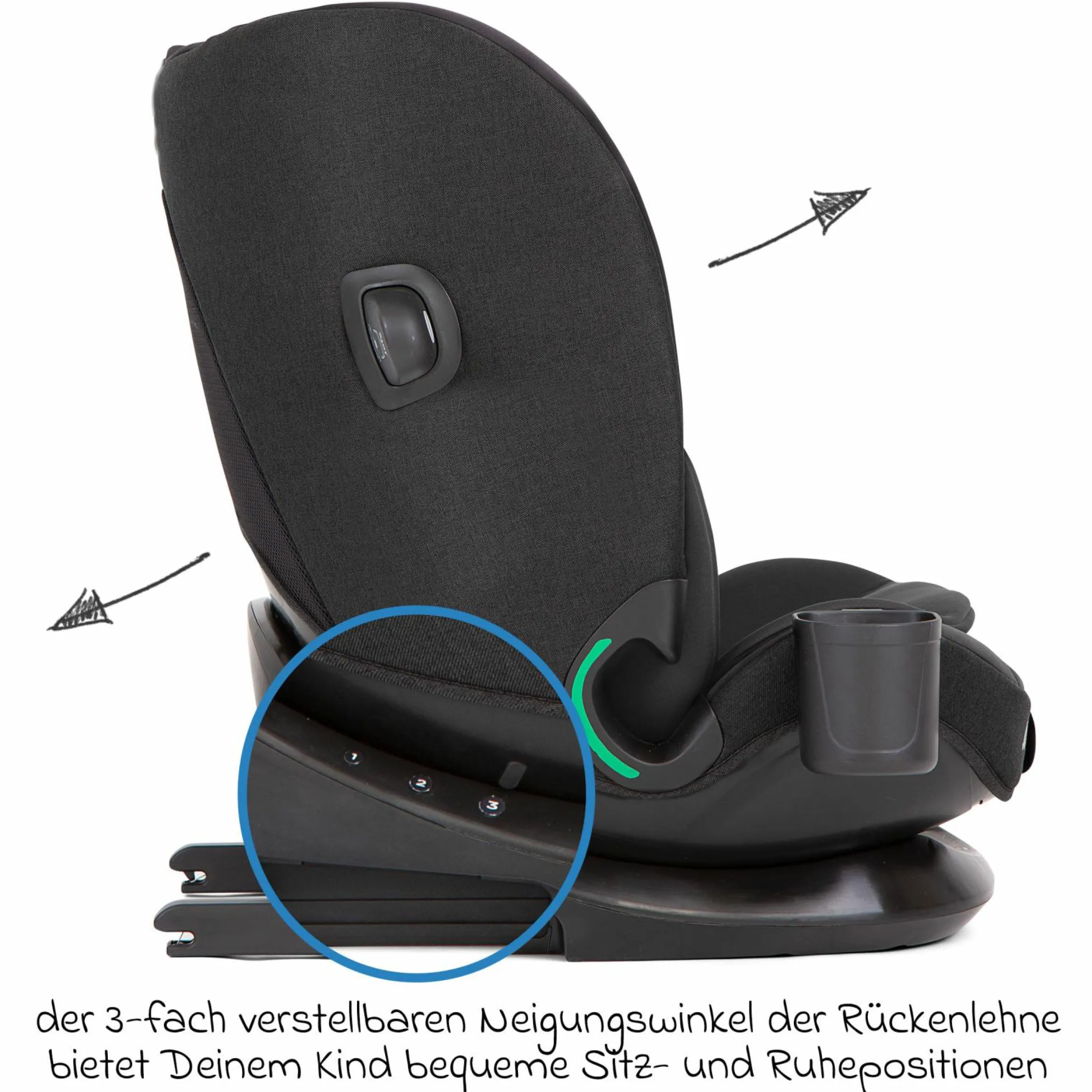 Kindersitz i-Bold R129 i-Size ab 15 Monate - 12 Jahre (76 cm - 150 cm) mit Isofix, Top-Tether & Getränkehalter - Shale - Kollektion 2025