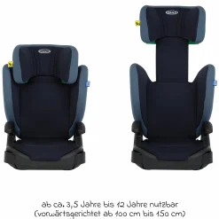 Kindersitz Junior Maxi i-Size R129 ab 3,5 Jahre - 12 Jahre (100 cm - 150 cm) inkl. Getränkehalter nur 3,5 kg leicht - Navy - Kollektion 2025