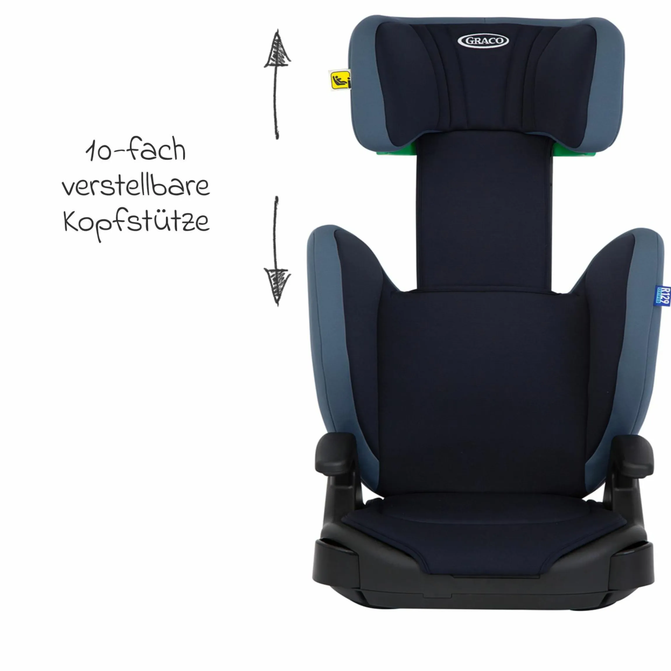 Kindersitz Junior Maxi i-Size R129 ab 3,5 Jahre - 12 Jahre (100 cm - 150 cm) inkl. Getränkehalter nur 3,5 kg leicht - Navy - Kollektion 2025