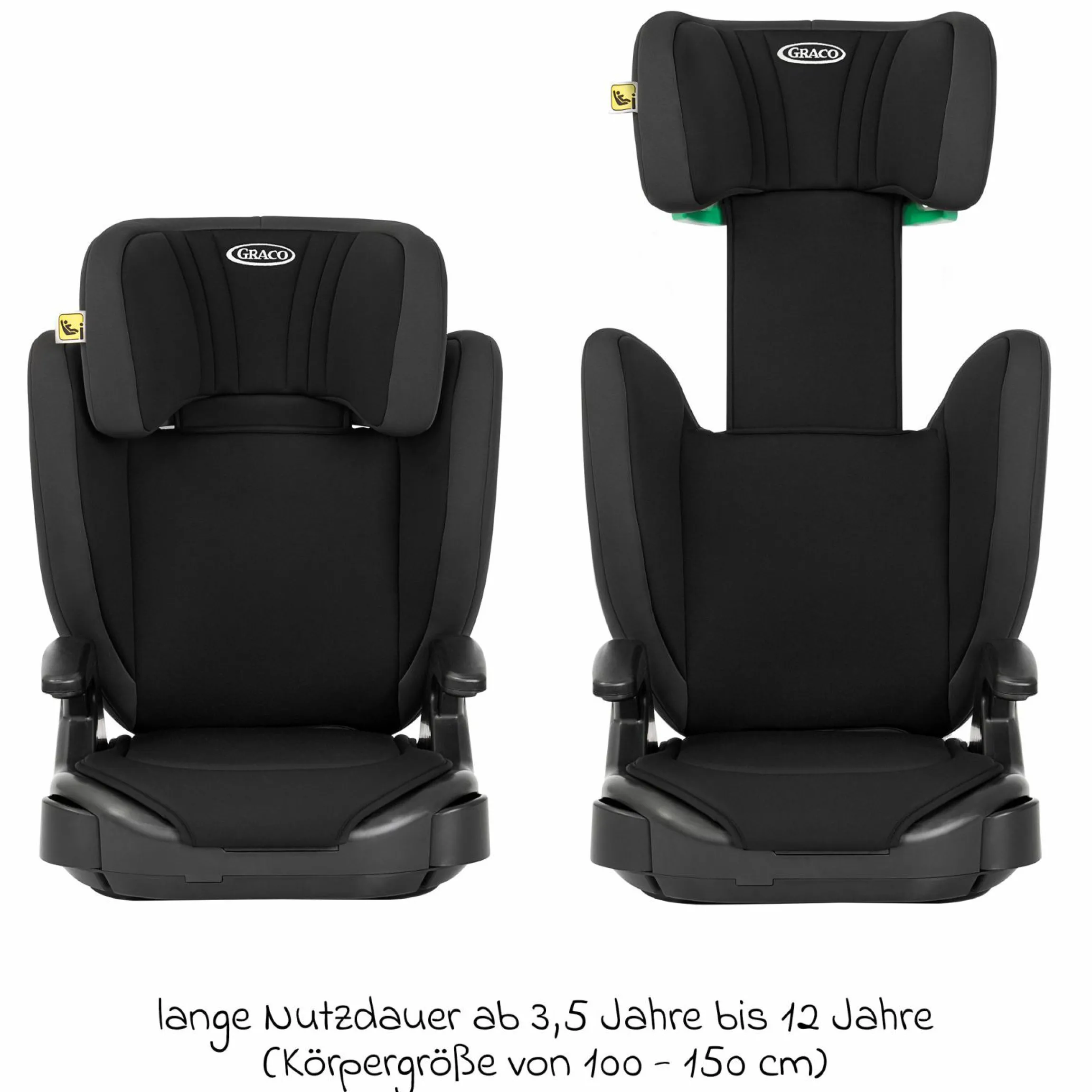 Kindersitz Junior Maxi i-Size R129 ab 3,5 Jahre - 12 Jahre (100 cm - 150 cm) inkl. Getränkehalter nur 3,5 kg leicht - Midnight - Kollektion 2025