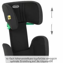 Kindersitz Junior Maxi i-Size R129 ab 3,5 Jahre - 12 Jahre (100 cm - 150 cm) inkl. Getränkehalter nur 3,5 kg leicht - Midnight - Kollektion 2025