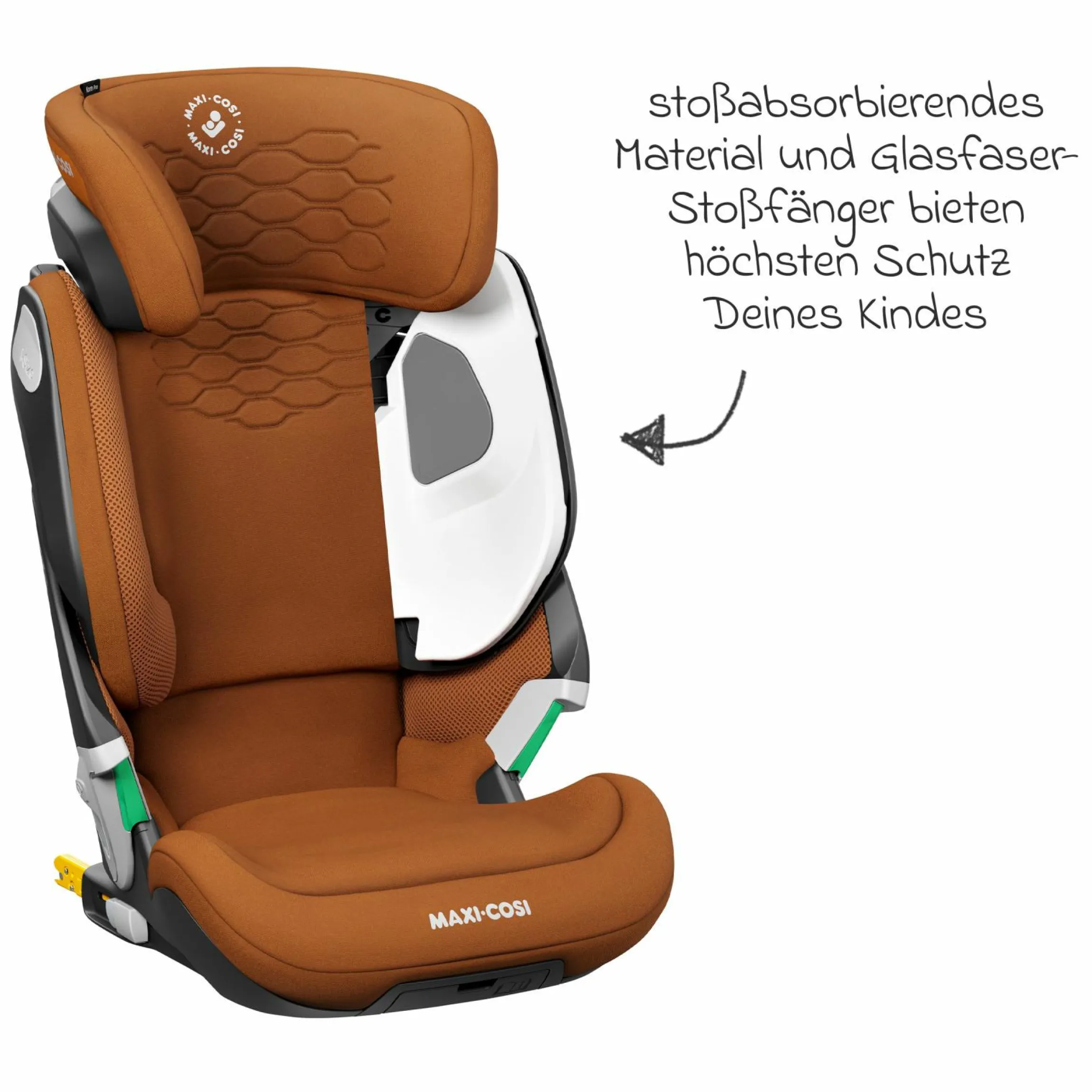 Kindersitz Kore Pro i-Size 3,5 Jahre-12 Jahre (100 cm -150 cm) mit SPS Plus Aufprallschutz & Isofix - Authentic Cognac