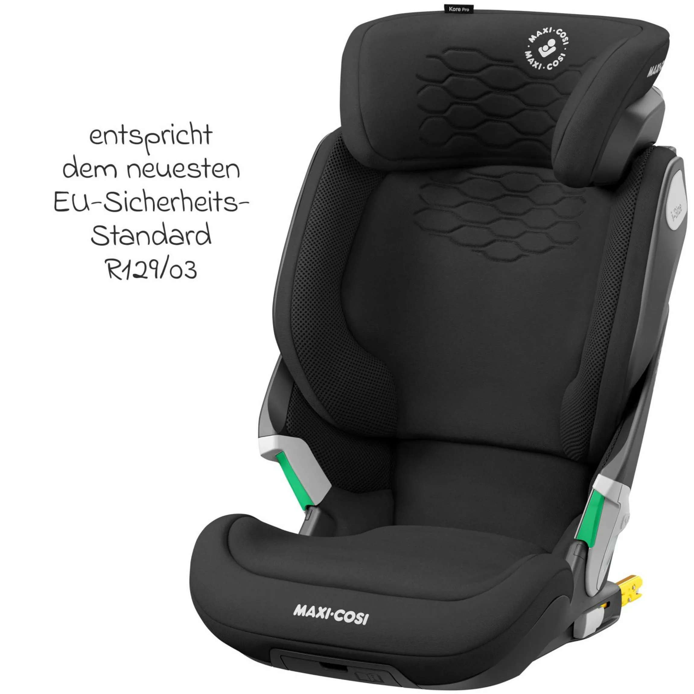 Kindersitz Kore Pro i-Size 3,5 Jahre-12 Jahre (100 cm -150 cm) mit SPS Plus Aufprallschutz & Isofix - Authentic Black