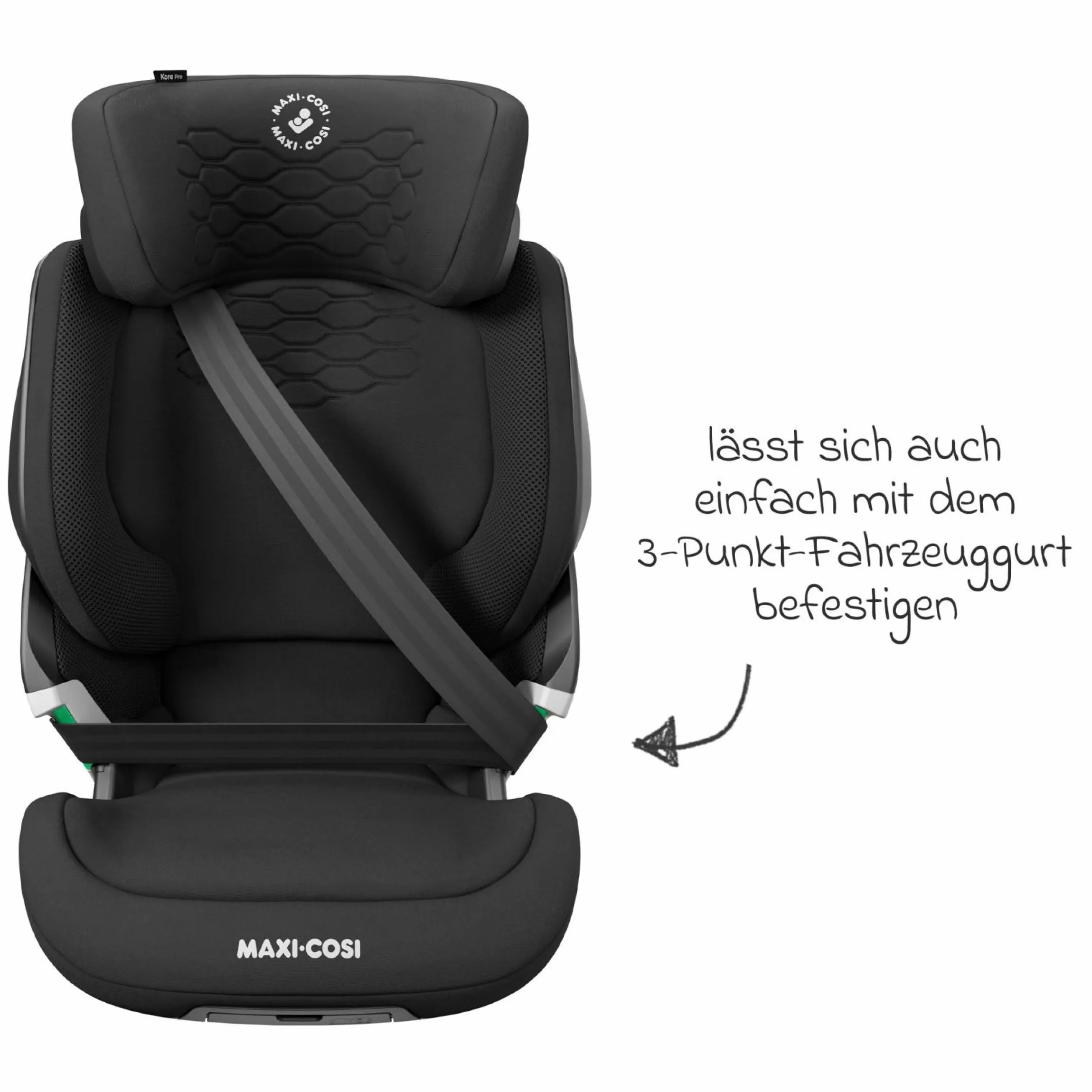Kindersitz Kore Pro i-Size 3,5 Jahre-12 Jahre (100 cm -150 cm) mit SPS Plus Aufprallschutz & Isofix - Authentic Black