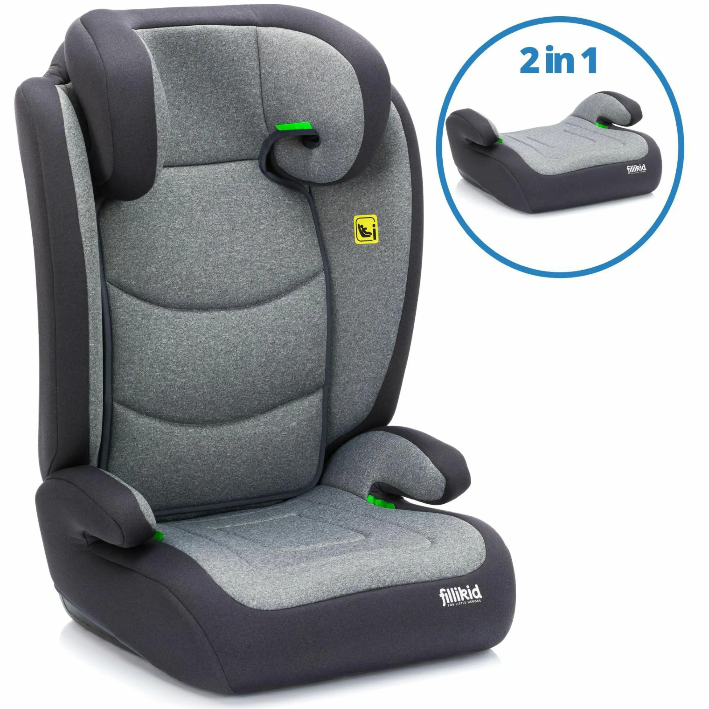 Kindersitz Lea i-Size R129 ab 3 Jahre - 12 Jahre (100 cm - 150 cm) ohne Isofix mit Gurtbefestigung nur 4 kg - Grau