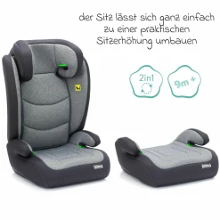 Kindersitz Lea i-Size R129 ab 3 Jahre - 12 Jahre (100 cm - 150 cm) ohne Isofix mit Gurtbefestigung nur 4 kg - Grau
