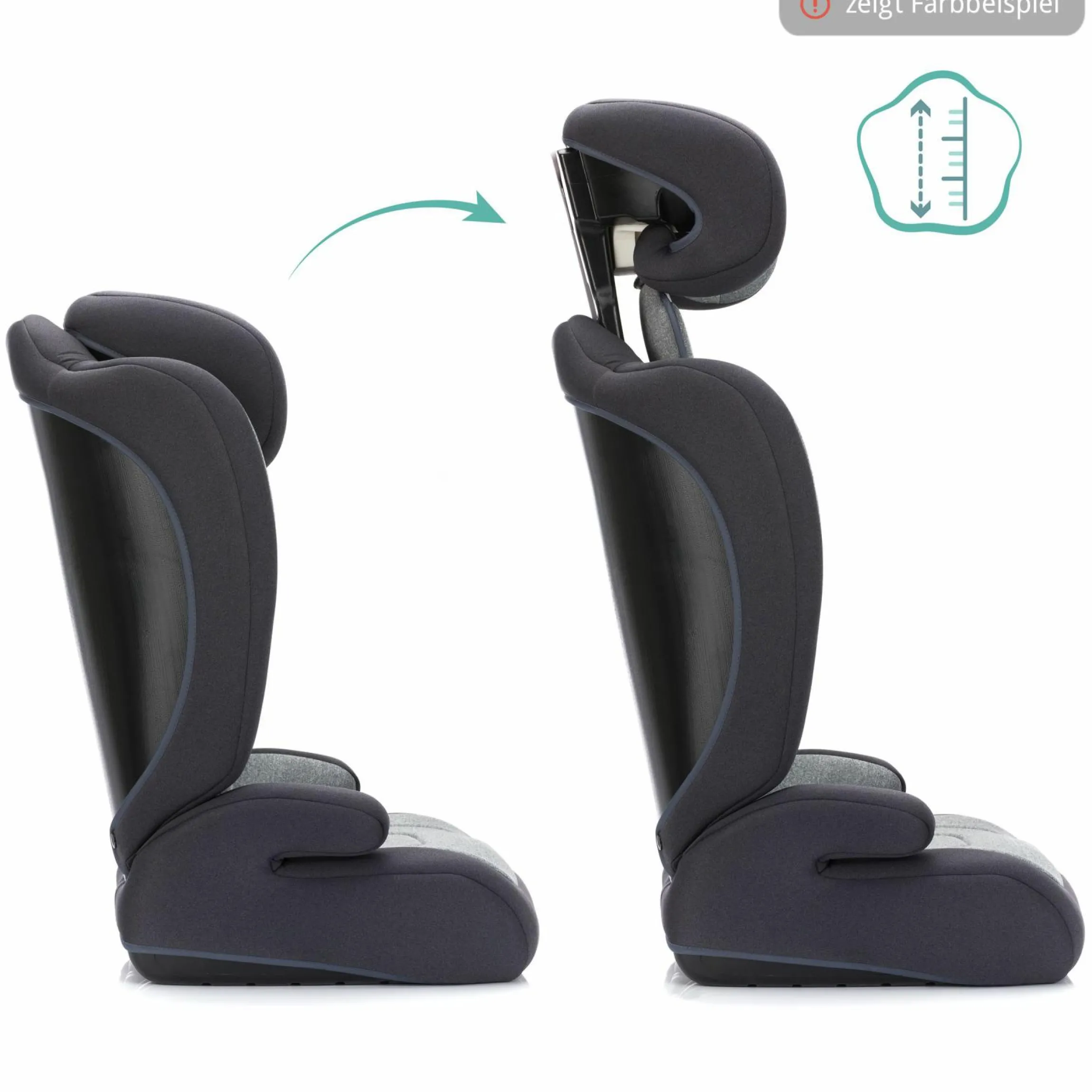 Kindersitz Lea i-Size R129 ab 3 Jahre - 12 Jahre (100 cm - 150 cm) ohne Isofix mit Gurtbefestigung nur 4 kg - Grau