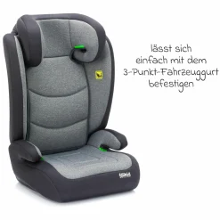 Kindersitz Lea i-Size R129 ab 3 Jahre - 12 Jahre (100 cm - 150 cm) ohne Isofix mit Gurtbefestigung nur 4 kg inkl. Auto-Sitztasche - Grau