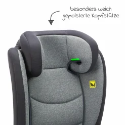 Kindersitz Lea i-Size R129 ab 3 Jahre - 12 Jahre (100 cm - 150 cm) ohne Isofix mit Gurtbefestigung nur 4 kg inkl. Auto-Sitztasche - Grau