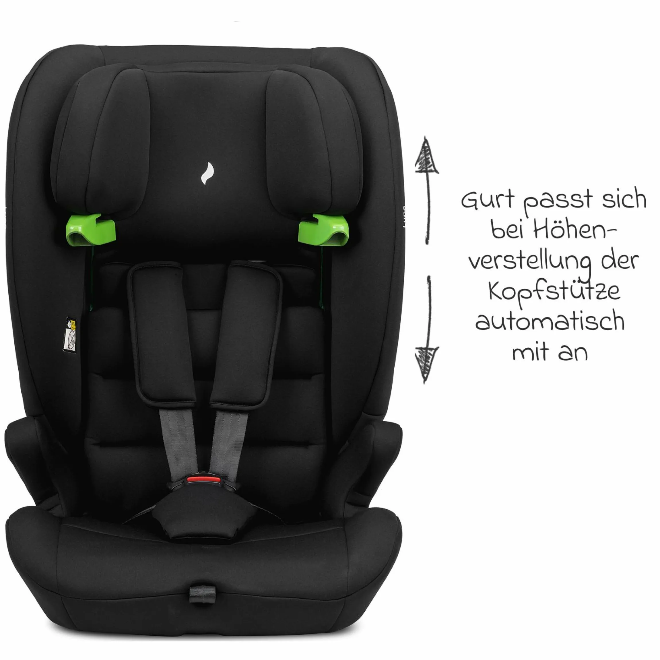 Kindersitz Lupo i-Size ab 15 Monate - 12 Jahre (76 cm - 150 cm) - Black - Kollektion 2025