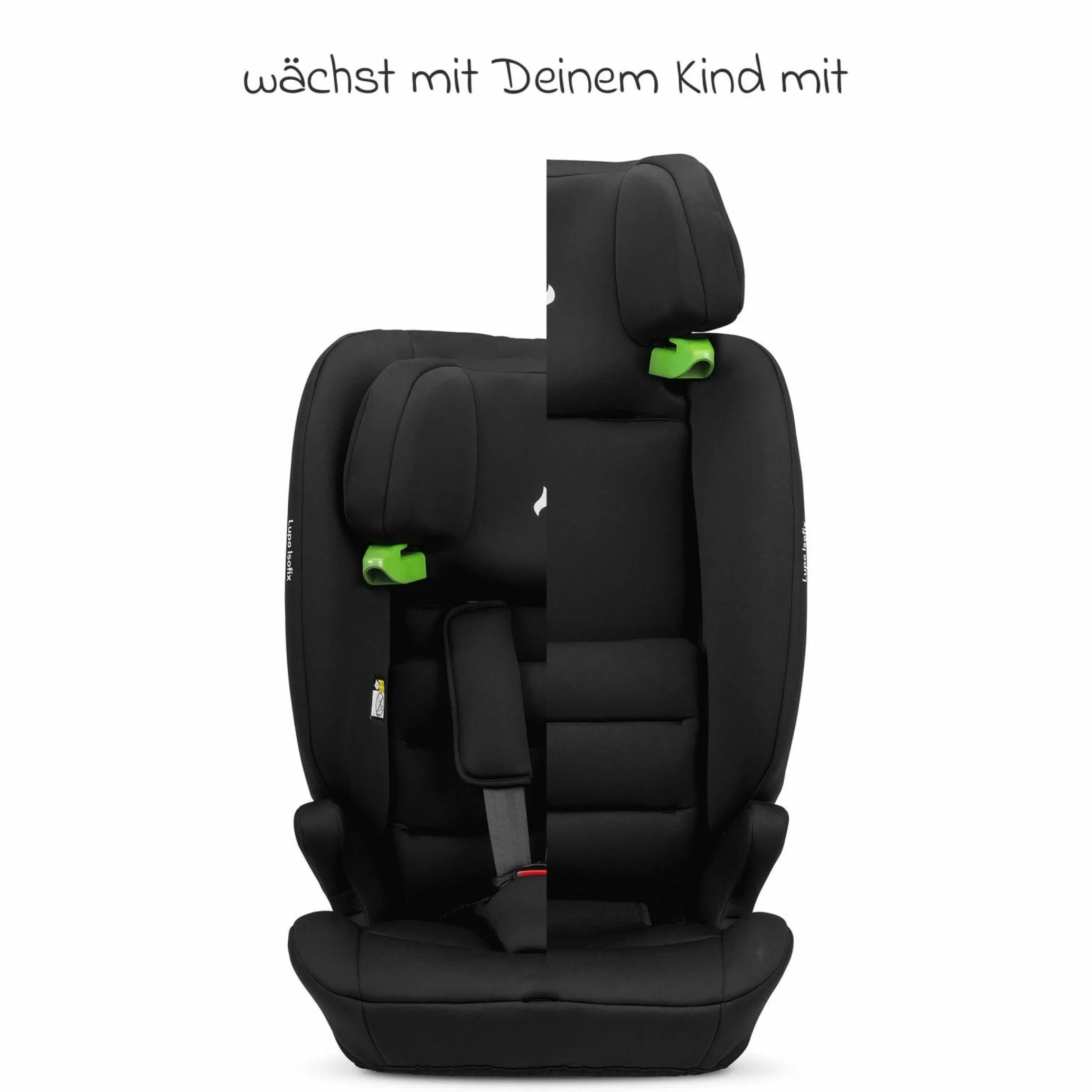 Kindersitz Lupo Isofix i-Size ab 15 Monate - 12 Jahre (76 cm - 150) mit Isofix & Top-Tether - Black - Kollektion 2025