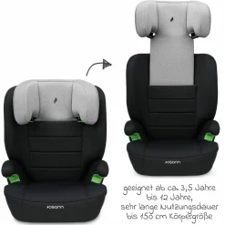 Kindersitz Musca Isofix i-Size ab 3 Jahre - 12 Jahre (100 cm - 150 cm) mit Isofix - Grey Melange - Kollektion 2025